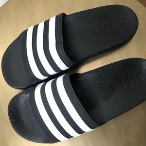 Adidas Slides Black & White Size 6